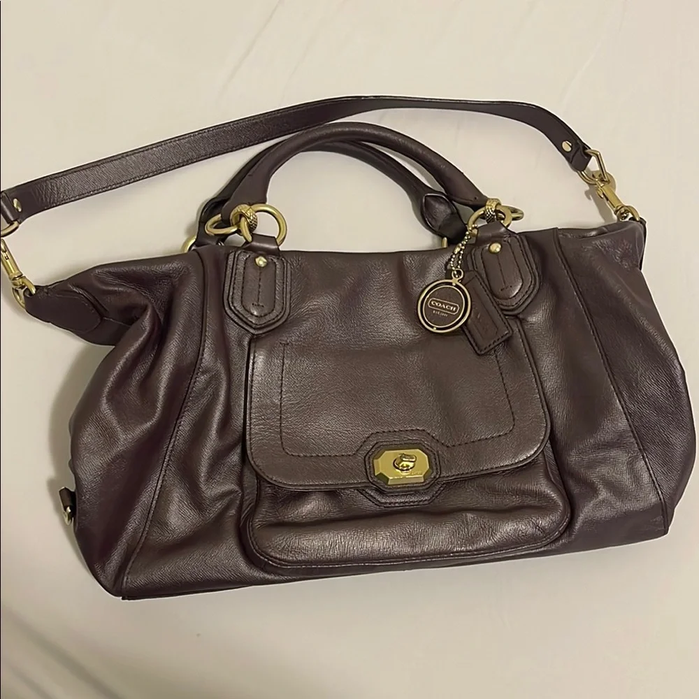 Coach Purple Leather Satchel with Gold Hardware